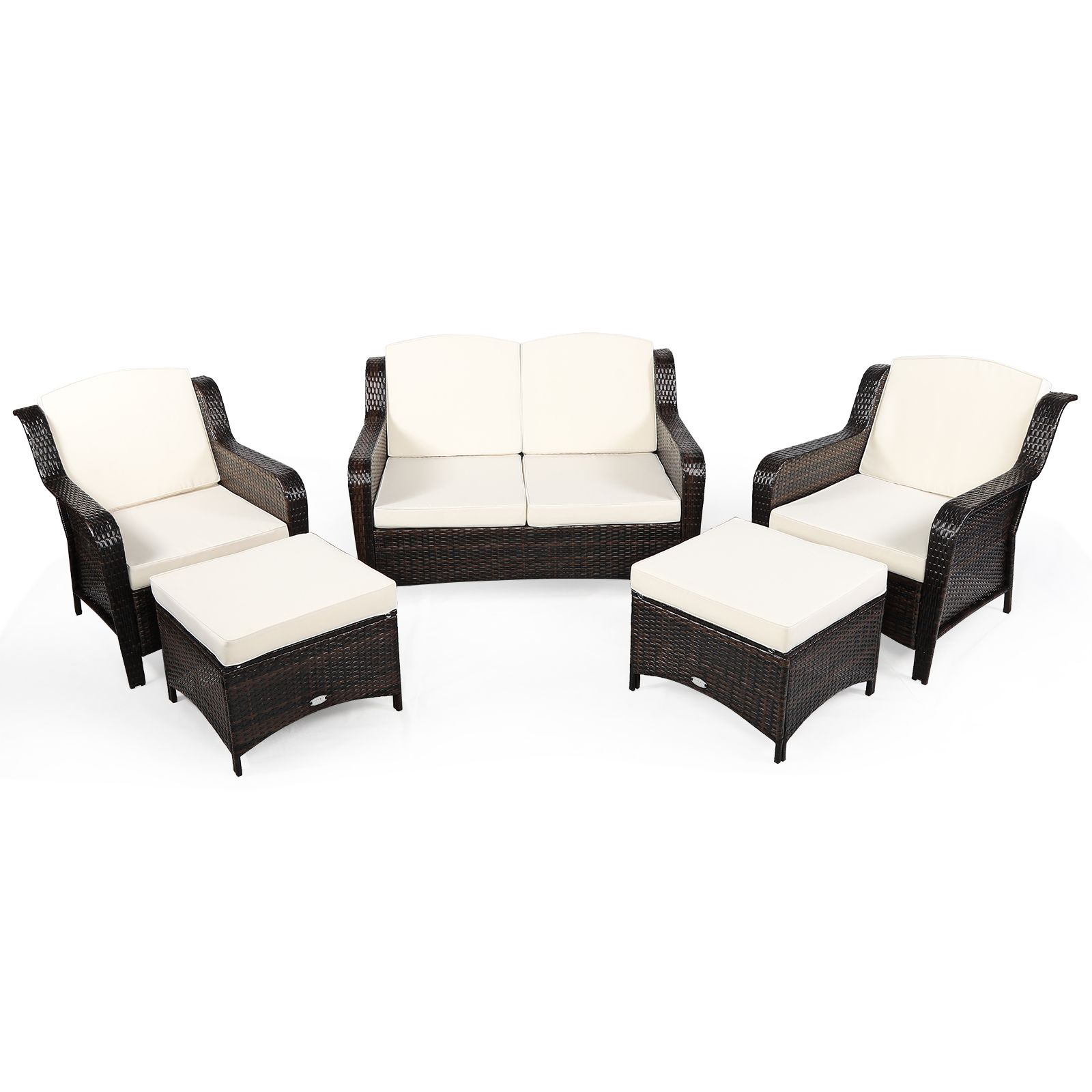 5 Pieces Patio Furniture Set with Removable Cushions and Strong Frame